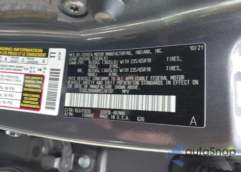 2021 Toyota Highlander L z USA, uszkodzony, nr VIN 5TDCZRAH6MS538197